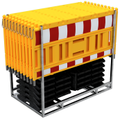SET | with 20 panel fences | and 21 base plates | on multi-pallet | without lamp adapter | with red/white foil, type RA2/B | type of barrier NOX yellow